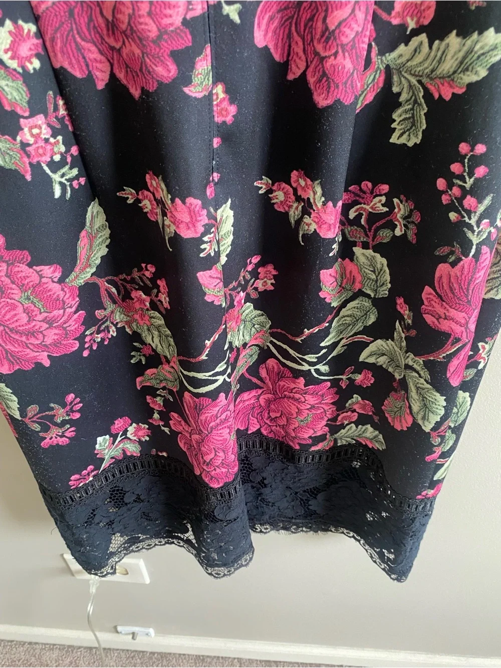 Tadashi Shoji Black Lace Midi Dress with Pink Floral Embroidery - Picture 11 of 13